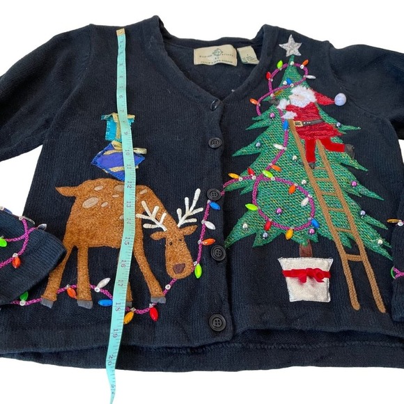 Design Options Phillip Jane Gordon Cardigan Santa Christmas Tree Lights Small - Picture 11 of 13